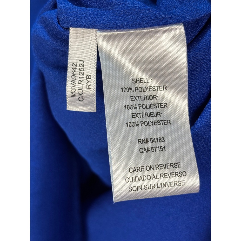 Calvin Klein Women's Zip Up Tunic Blouse Roll Tab Sleeve Royal Blue Size S - Picture 8 of 10